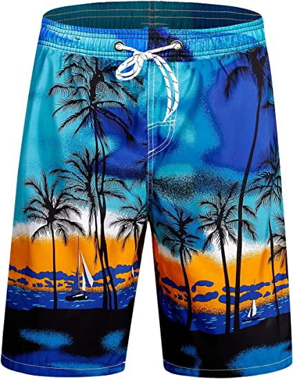 Men's Swim Trunks Long Bathing Suits with Mesh Lining and Pockets Quick ...