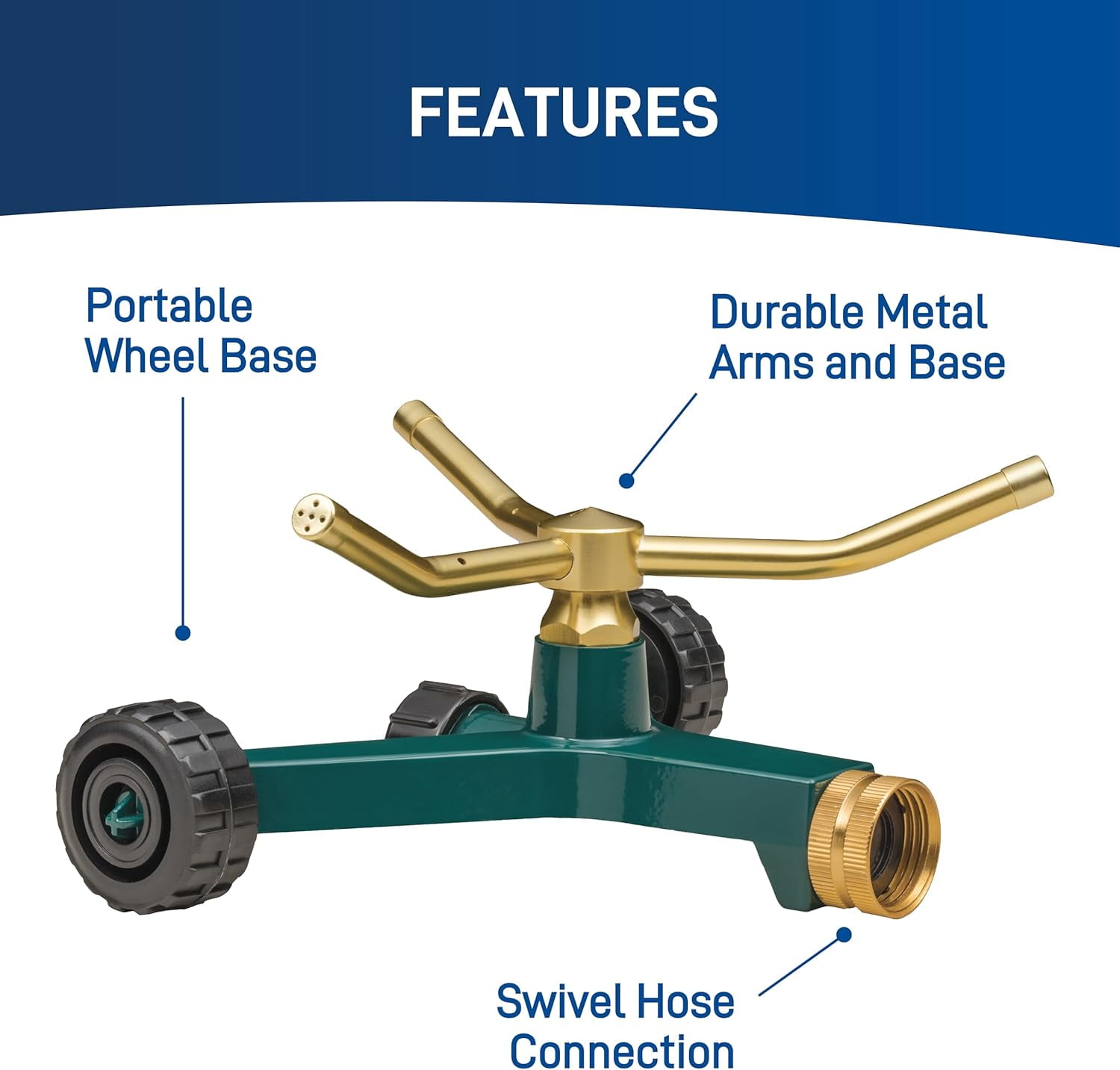 3-Arm Metal Sprinkler with Wheel Base (3-Arm Sprinkler)