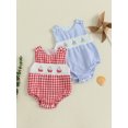 thumbnail image 3 of BemeyourBBs Boy Plaid Tank Romper Sailboat Embroidered Smocked Sleeveless Bodysuit, 3 of 9