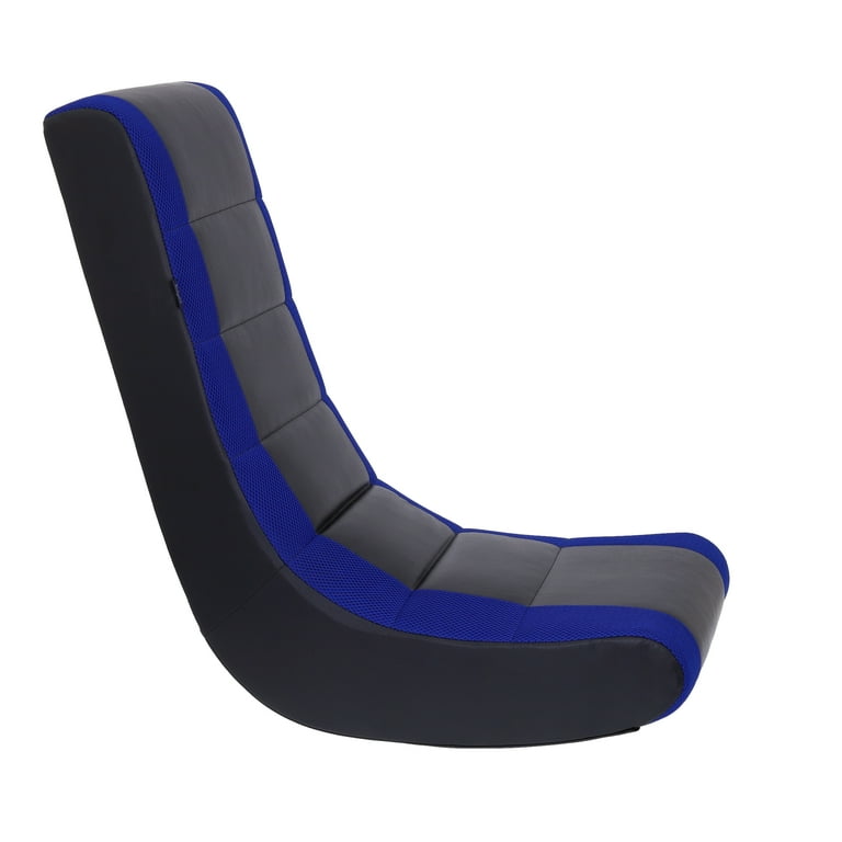 Free Shipping The Crew Furniture Classic Video Rocker Floor Gaming Chair Kids and Teens PU Faux Leather Polyester Mesh Black Blue Walmart