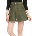 thumbnail image 2 of MODA NOVA Junior's Faux Suede Front Button Mini A-Line Skirt, 2 of 6