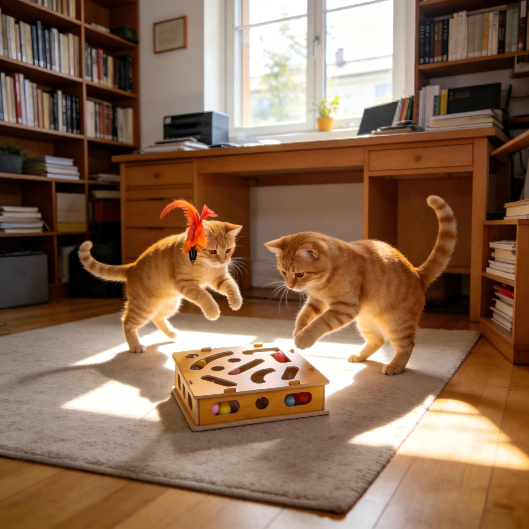 Interactive Cat Enrichment Toy Wooden Scratch Puzzle with Sandpaper for Indoor Cats Stress Nail Care Maze Scratcher