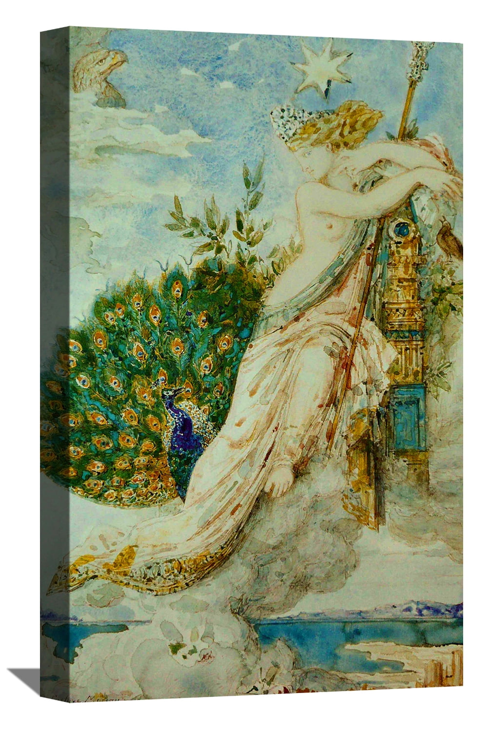 Gustave Moreau Painting Art Print The Peacock complaining to Juno Symbolism Canvas Art Framed