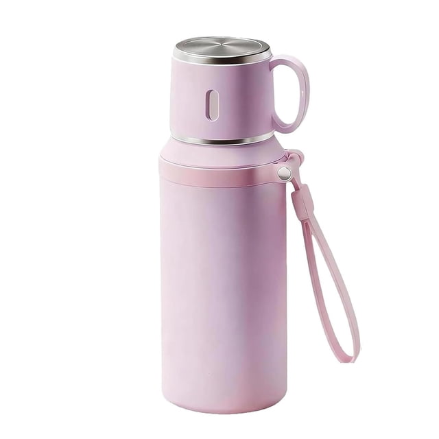 Staron 2 in Insulated Water Bottle with Detachable Cup, Vacuum Insulated Stainless Steel Bottle for Hot and Cold Drinks, 600ml Sports Water Bottle with Leakproof Lid for Gym Hiking Travel, Purple