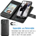 thumbnail image 3 of Tekcoo Wallet Case for iPhone 12 Pro Max / iPhone 12 Mini 2020 Luxury ID Cash Credit Card Slots Holder Carrying Pouch Folio Flip PU Leather Cover [Detachable Magnetic Hard Case] Lanyard - Black, 3 of 6