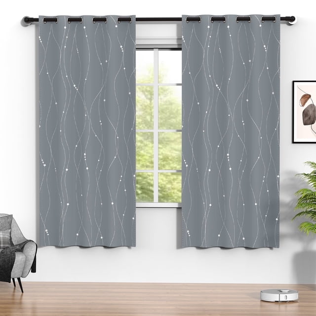 Blackout Cortinas, Juego de Cortinas Blackout de 52 x 72 Pulgadas con 2 Paneles, Cortinas Térmicas Aislantes Que Oscurecen la Habitación para el Recámara, Protección de Privacidad y Reducción de Ruid