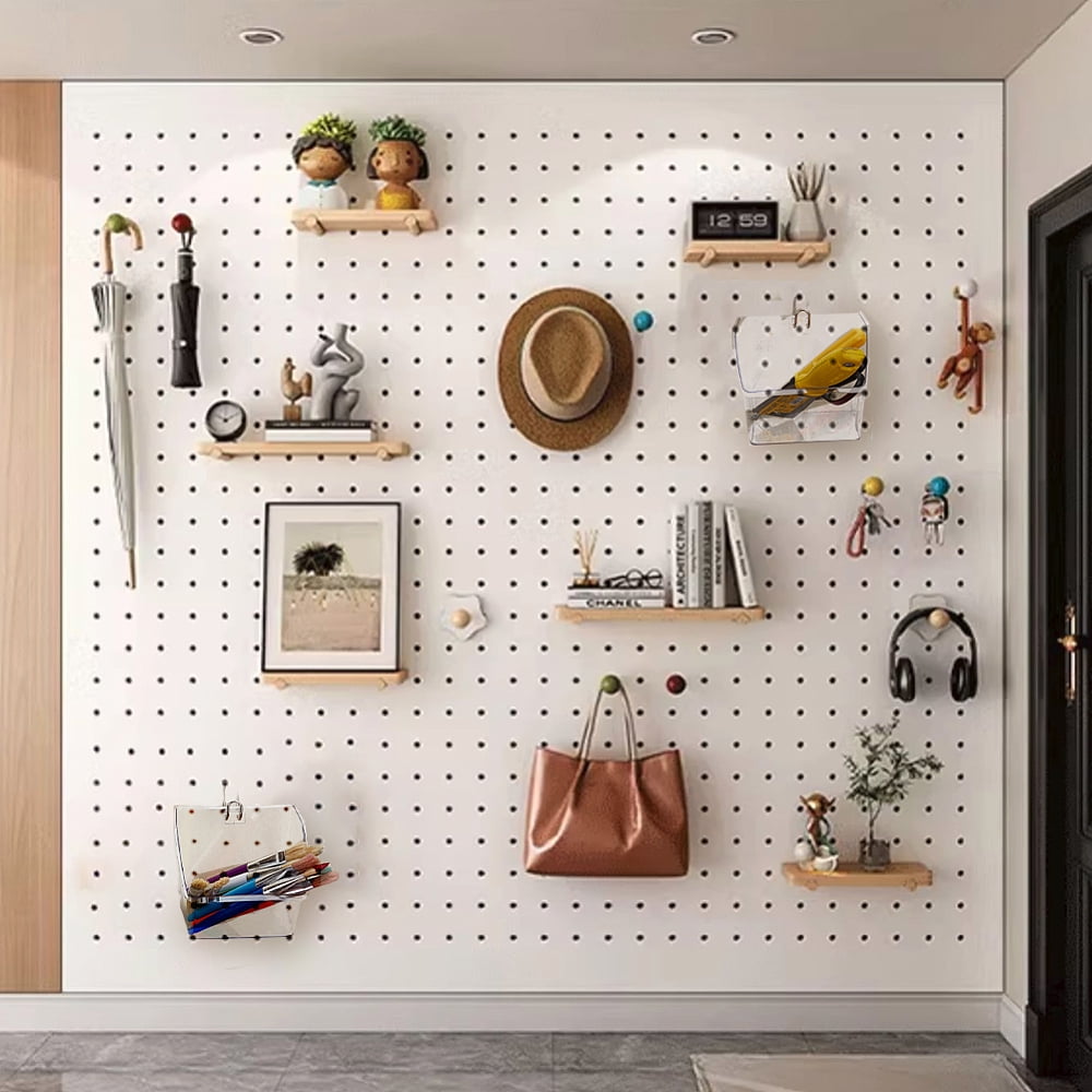 1 Set Pegboard Hooks Kits with 201 Stainless Steel Hook Hangers & Plastic Storage Box Stainless Steel Color 140x136.5x115mmDIY