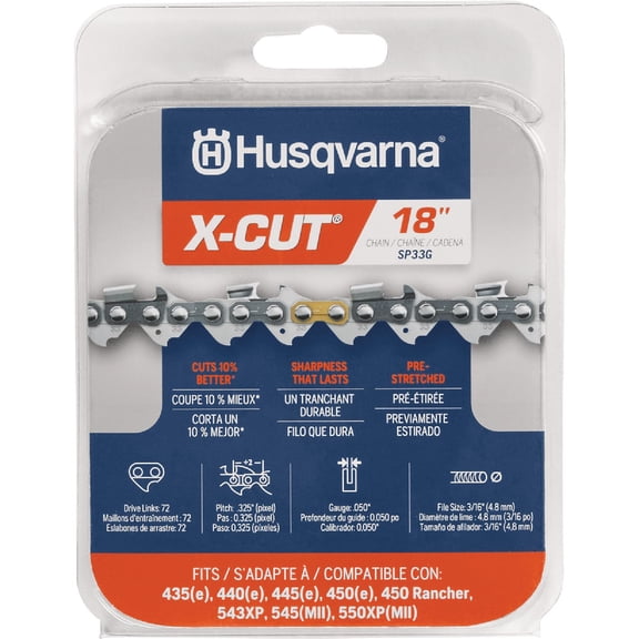 Husqvarna X-Cut Chainsaw Chain SP33G - .325" Pitch, .050" Gauge, 72 Drive Links, 18 In