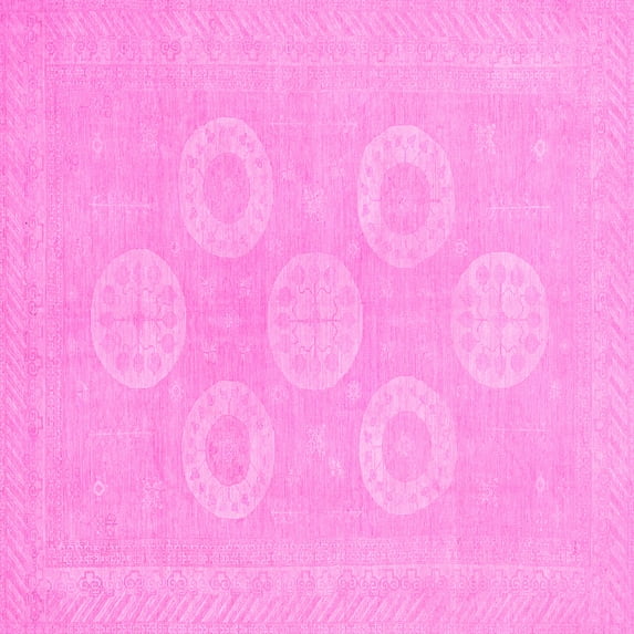 Ahgly Company Indoor Square Oriental Pink Traditional Area Rugs, 4' Square