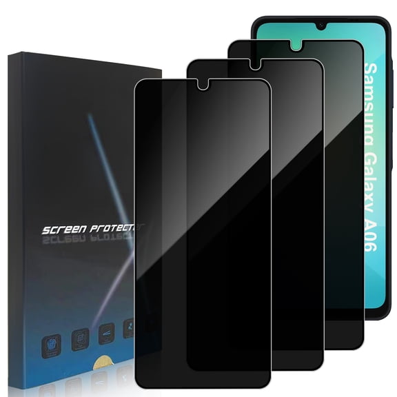 ZYQEEE Privacy Screen Protector for Samsung Galaxy A06 6.7", Scratch Resistant Anti-Spy Tempered Glass Film, Bubble Free, Easy Installation,Case Friendly,3 Pack