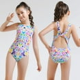 thumbnail image 5 of GYRATEDREAM Little Girls One-Piece Sporty Swimsuit Swimwear Quick Dry Stretchy Strap Kids Bathing Suit Summer Swimsuit, Size 9-10 Years, 5 of 9