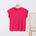 thumbnail image 4 of Nmnitkp Oversized Women's Short Sleeve T-Shirts Solid Color Crew Neck Short Sleeve T-Shirt, Loose Fit Casual Summer Tops for Women Daily Wear Hot Pink,4XL, 4 of 5