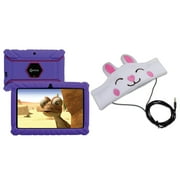 Contixo V8-2 Purple 7-Inch Kids Tablet with 16 GB Storage (Purple) & H1-Rabbit Kid's Fleece Headphones (Rabbit)
