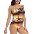 thumbnail image 3 of Easygdp Starfish Sunset Sea Beach Women's One Shoulder Ruffle Monokini Bathing Suits with Removable Chest Pad, Quick Drying - XX-Large, 3 of 8
