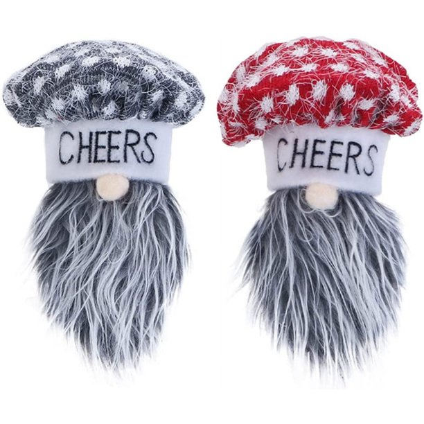 2 piezas de cubiertas navideñas para botellas de vino, minidecoración para botellas, cubierta para botellas de gnomos navideños de Papá Noel para decoraciones para fiestas navideñas oso de fresa Electrónica