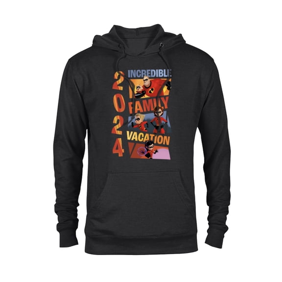 Disney and Pixar’s The Incredibles Family Vacation Trip 2024 - Pullover Hoodie for Adults - Customized-Black