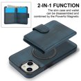 thumbnail image 4 of Decase for iPhone 15 Plus Flip PU Leather Back Cover with 2-in-1 Detachable Magnetic Wallet with 5 Card Slots Compatible Mag-Safe and RFlD Blocking Kickstand and Wireless Charging,Blue, 4 of 7