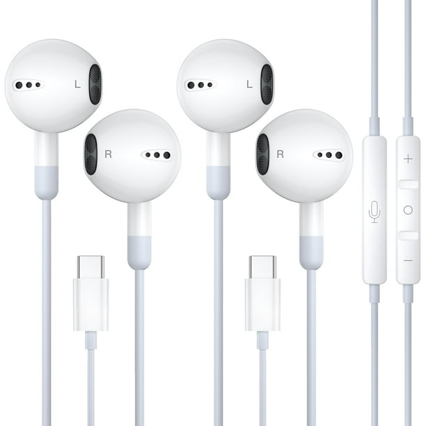 Auriculares ZENIPER para iPhone 16 con cable USB C y control de volumen con micrófono