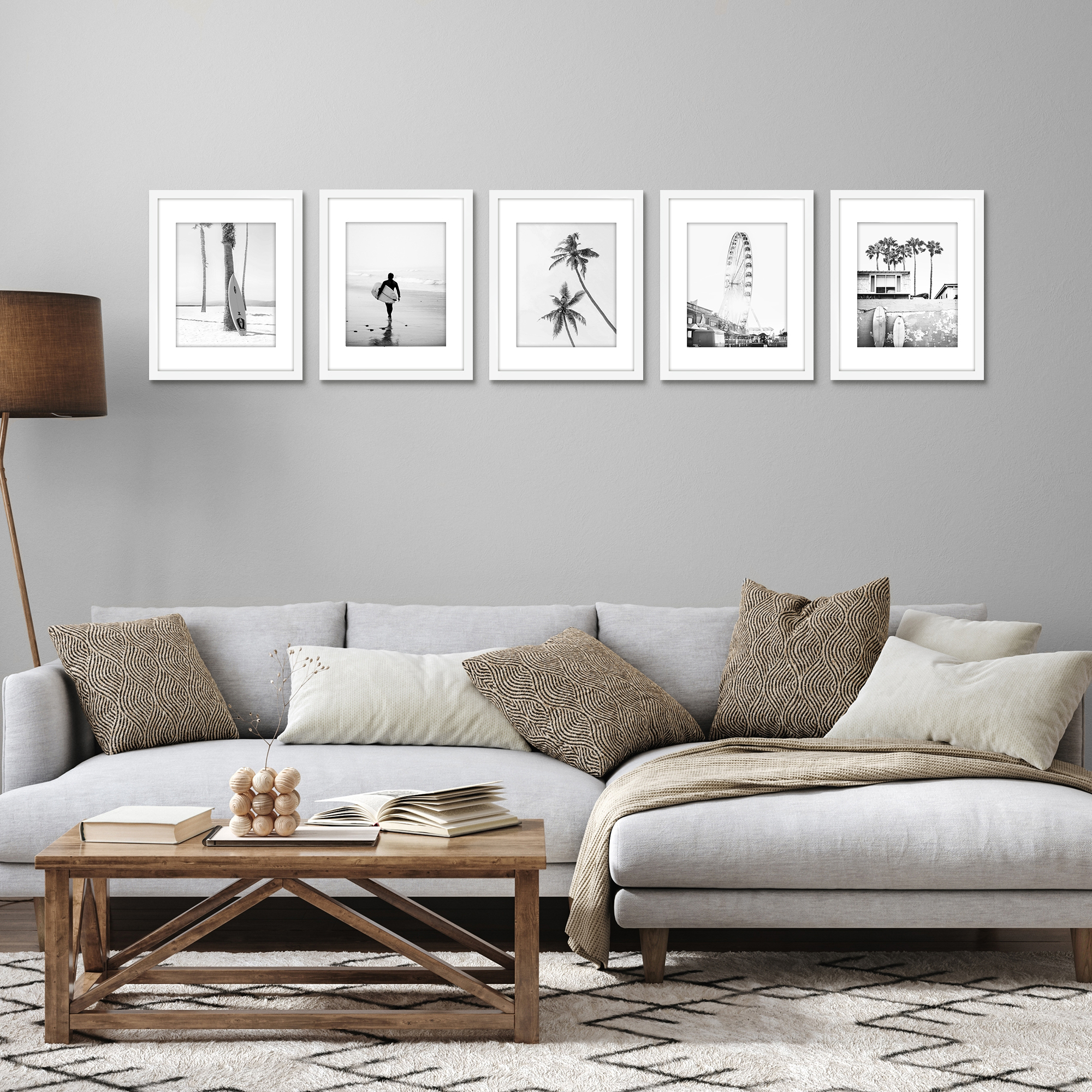 Americanflat 11x14 Picture Frame with Polished Plexiglass with 8x10 Mat 5 Pack Display Photo Galleria - White