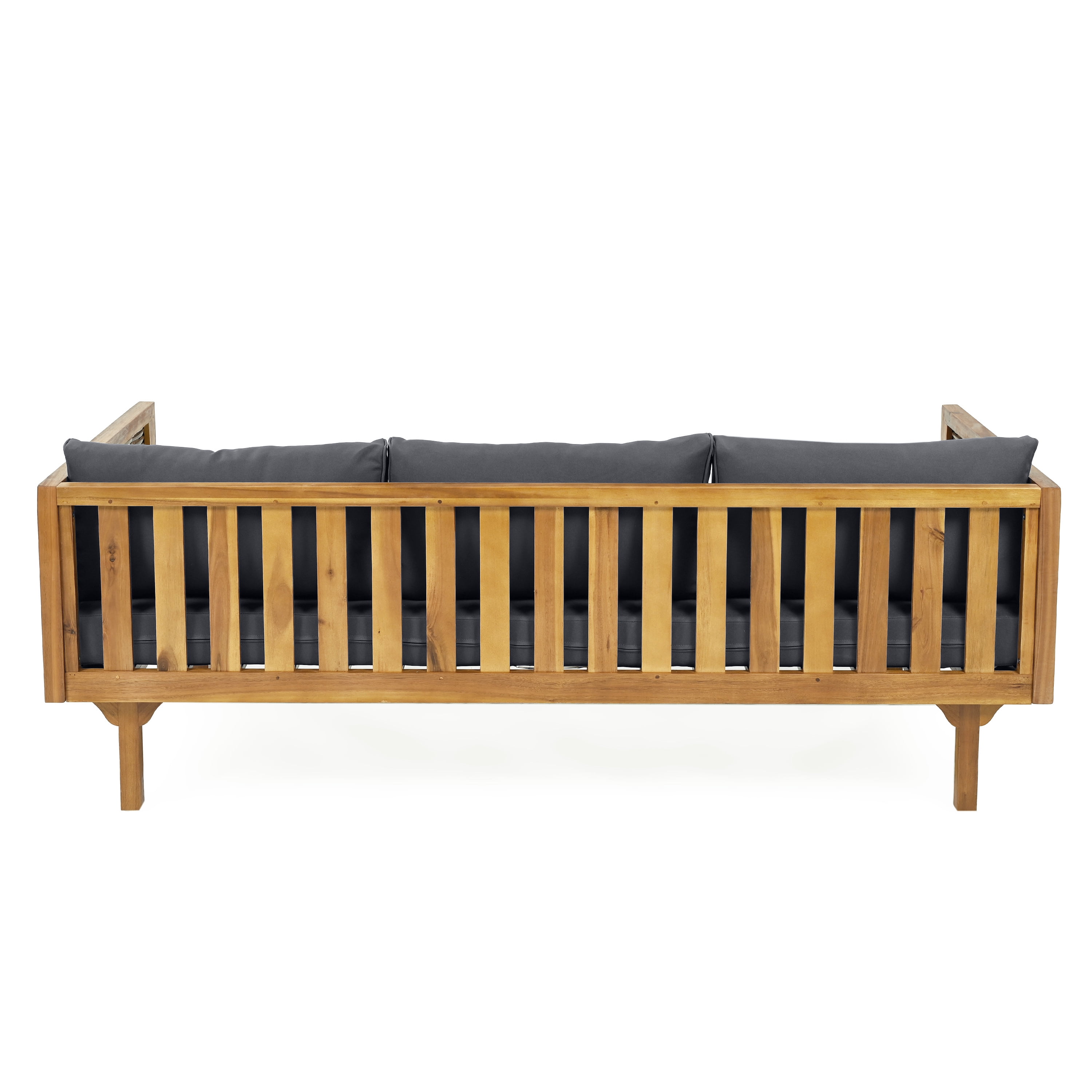 Euroco CLAREMONT 3 SEATER DAYBED WITH RATTAN ARMS (DARK GREY CUSHION)