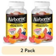 (2 pack) Airborne 750mg Vitamin C Immune Support Gummies, Multivitamin Supplement, Assorted Fruit Flavor, 63 ct