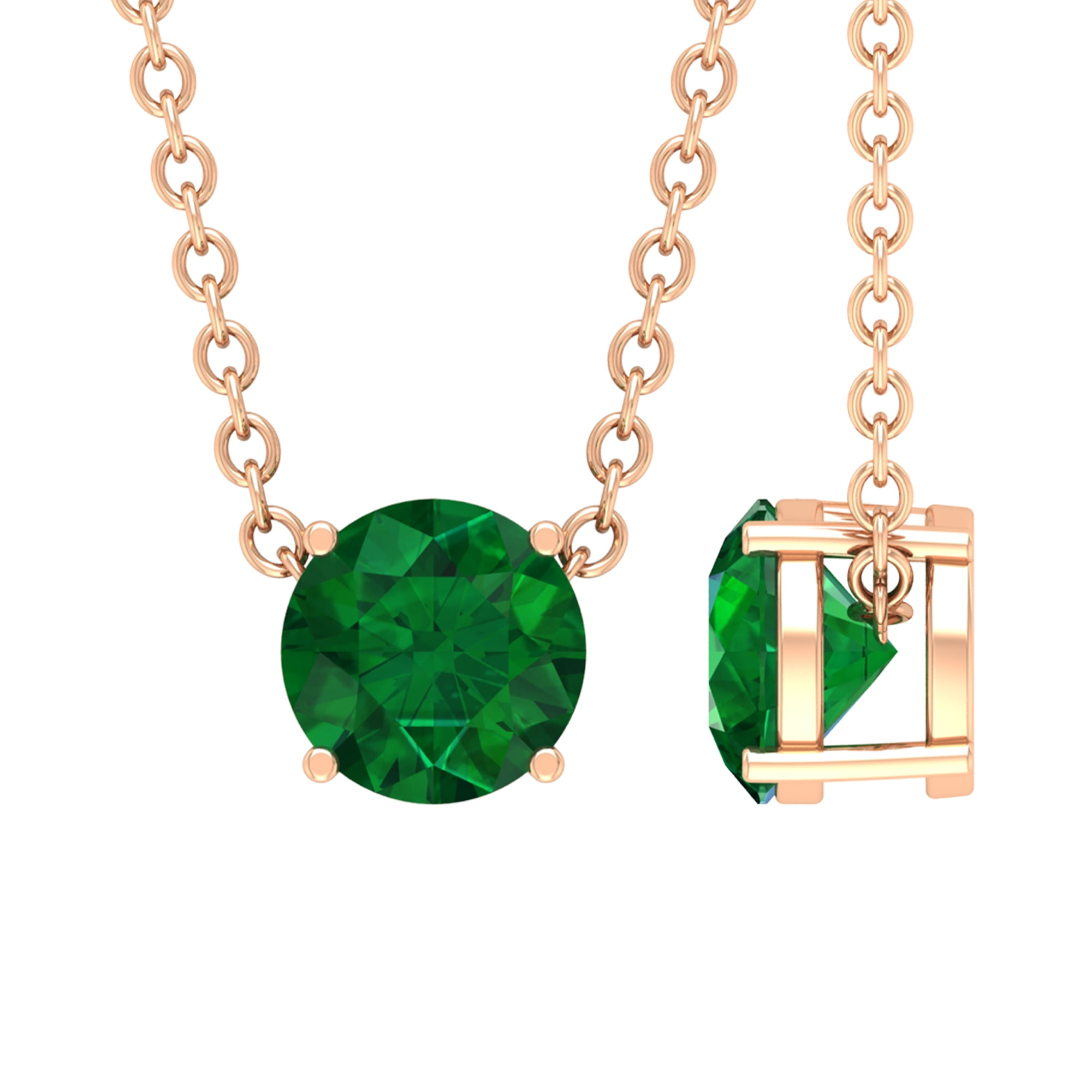 14k Yellow Gold Over 3ct Green Emerald Pendant 18" Chain Necklace For Women 