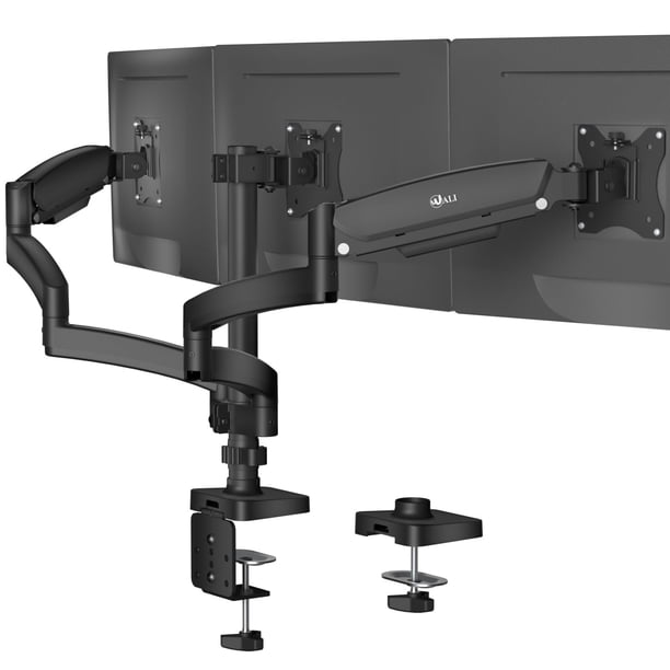 Soporte de triple monitor WALI para pantallas de hasta 27 pulgadas, negro