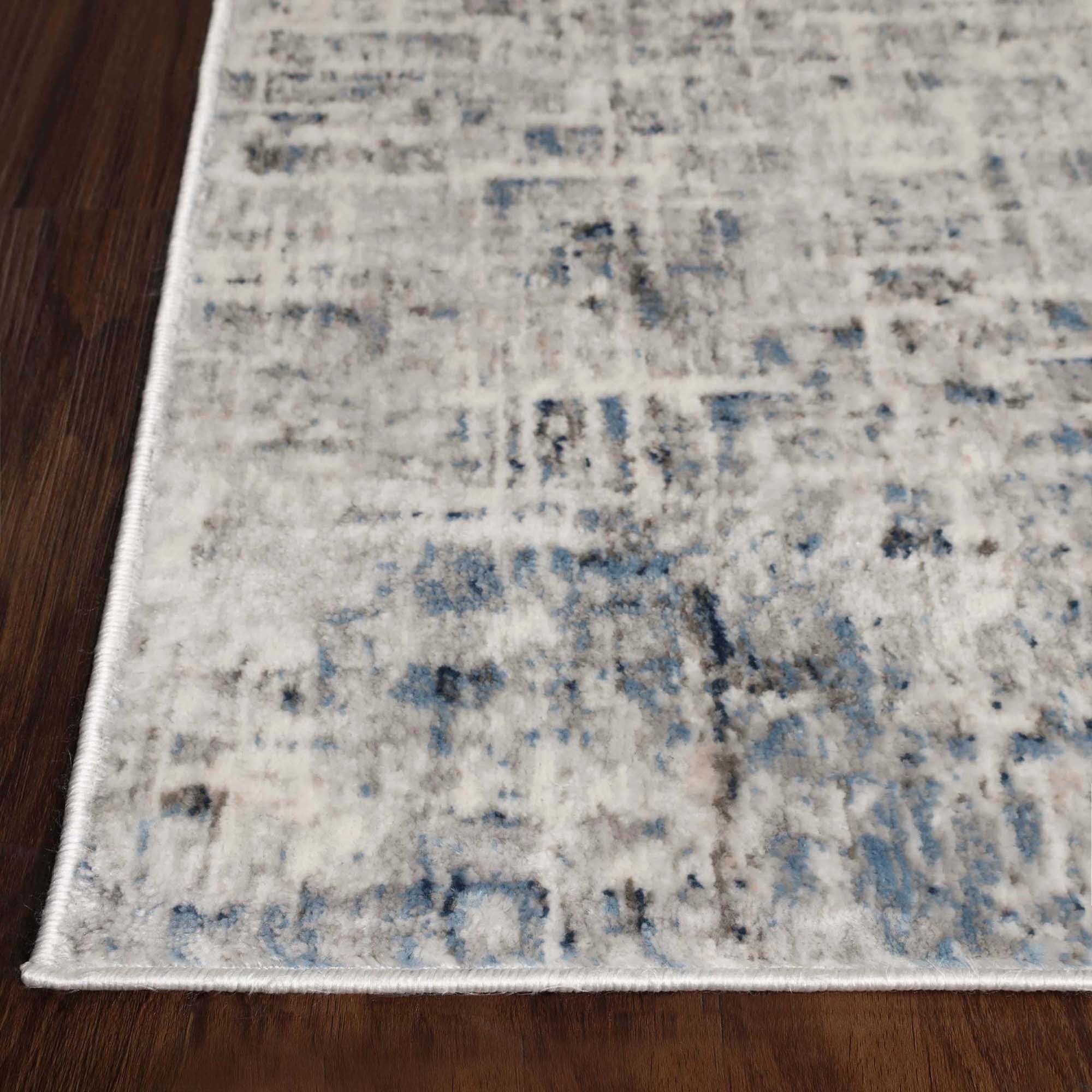 Superior Acer Distressed Abstract Area Rug, 10' x 14' Rugs for Living Room Bedroom, Blue