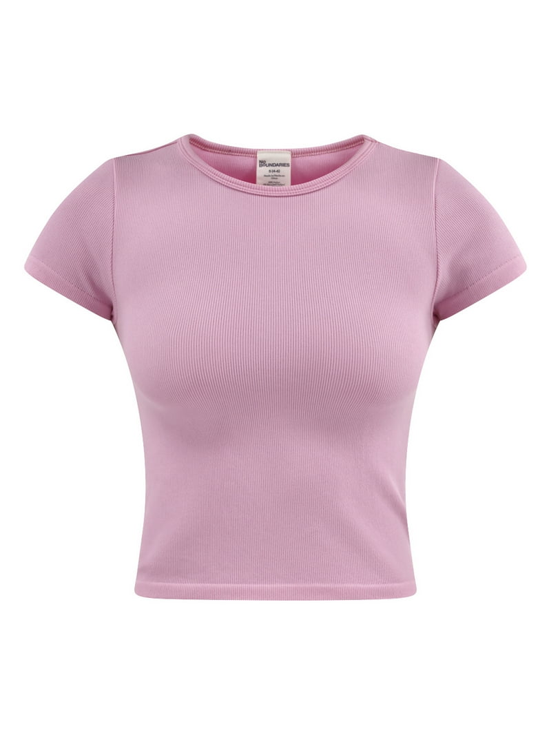 No Boundaries Seamless Crop Top for Women Short Sleeve Cropped T