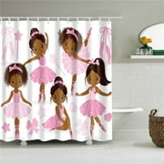 JOOCAR Decorative Modern Cartoon Portait African American Shower Curtains Bathroom Curtain Frabic Waterproof Polyester with Hooks with hooks 72 X 72 inch