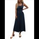 thumbnail image 1 of Vestido de Verano para Mujer, Sin Mangas, Cuello Cuadrado, Informal, para Playa, con Bolsillos, Tejido de Patchwork Fluido Azul Marino S, 1 of 8