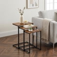thumbnail image 2 of HomGarden Set of 3 Industrial Nesting Sofa Side Table Indoor MDF C-shaped Stacking End Table Rustic Brown, 2 of 13