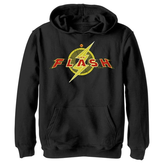 Boy's The Flash Animated Logo Pull Over Hoodie Black Small