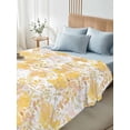 thumbnail image 4 of Yellow Flowers Twim Size Flat Sheet, Wrinkleproof & Fadeproof Cooling Flat Bed Sheet Only, Watercolor Summer Botanical Floral Breathable Soft Bedding Top Sheets 66 x 96 Inches, 4 of 8