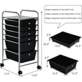 thumbnail image 3 of 6-Drawer Rolling Storage Cart, Multifunctional Art Craft Tools Organizer on Wheels, Heavy Duty Utility Mobile Storage Trolley w/ 2 Lockable Wheels for Home Office School (Black), 3 of 9