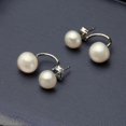 thumbnail image 3 of Natural Pearl Stud Earrings For Women Jewelry S925 Sterling Silver Genuine White Black Double Pearl Earrings Party, 3 of 5