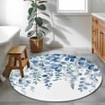 thumbnail image 3 of Round Rugs 3Ft, Eucalyptus Blue Round Area Rug Washable Indoor Throw Carpet, Farmhouse Leaves Summer Spring Small Non Slip Circle Rug for Bedroom Living Room Home Decor Aesthetic, 3 of 8