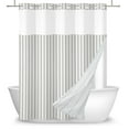 thumbnail image 5 of Mizhona Modern Minimalist No Hooks Shower Curtains with Snap in Liner White and Grey Stripes Aesthetic Hookless Fabric Bathroom Curtain，71"× 86", 5 of 5