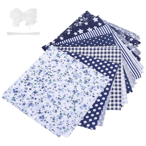 Cubierta de tela para la cara diy tela floral de costura 7 Uds cubierta de tela para la cara DIY costura de algodón Color Patchwork cuerda elástica a prueba de polvo azul ANGGREK Otros