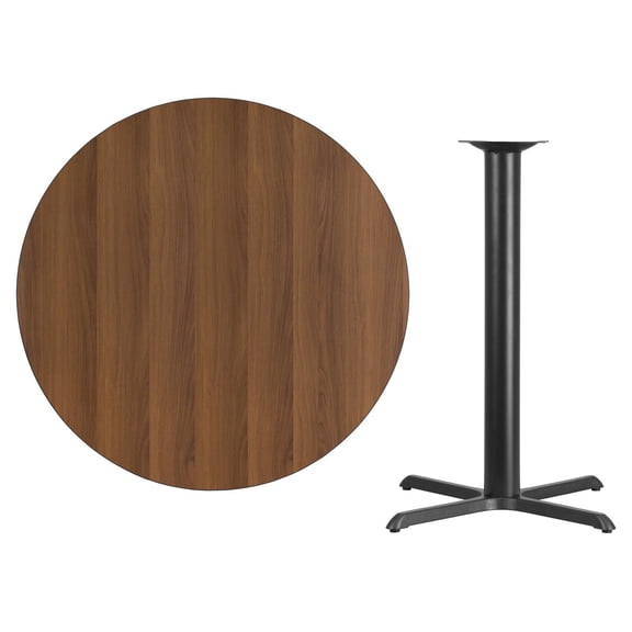 Bowery Hill 42" Round Restaurant Bar Table in Black and Mahogany