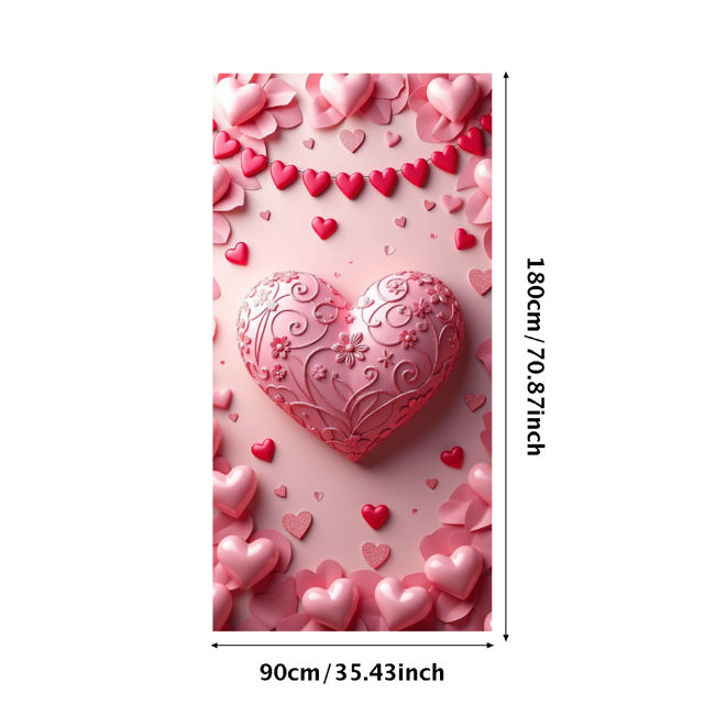 Fond de Romance Roses Rouges Bannière de Fond Cœurs Suspendus pour la Saint-Valentin Décorations d'Anniversaire de Mariage Fournitures de Fête Accessoires de Photographie