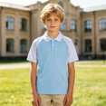 thumbnail image 2 of JCCXIN Teen Boys School Uniform Polo Shirt Short Sleeve Patchwork Golf Shirts Stretch Active Tops Button Closure Collared Summer Relaxed Casual Daily Clothes,Blue,7-8 Years, 2 of 9