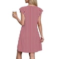 thumbnail image 7 of Noric Women's V Neck Striped Mini Dresses Ruffle Cap Sleeve with Pockets Relaxed Fit Casual Summer Lightweight Flowy Casual Dresses, 7 of 7