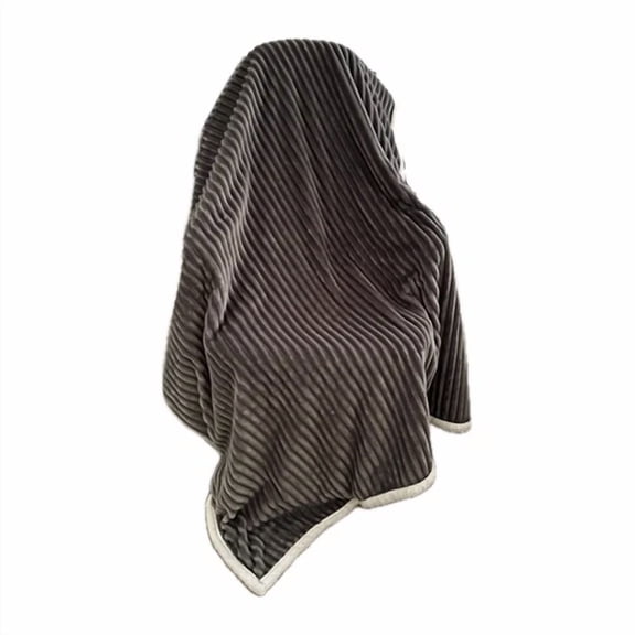 High Quality 400 Gsm Throw Or Bed Blanket, Gray Corduroy Style, Sherpa Fleece