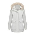 thumbnail image 1 of Women's Solid Mid Length Jacket With Large Collar And Warm Winter Coat,Size:S, 1 of 7