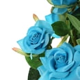 thumbnail image 2 of Efavormart Pack of 2 38" Turquoise Silk Long Stem Roses, Artificial Flowers Rose Bouquet Home Decor for Bridal Wedding Centerpieces Birthday Party Garden Floral Arrangement, 2 of 11