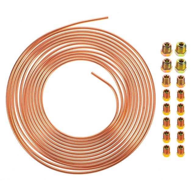 EeaseMX Cable de freno de coche de 3/16 pulgadas para combustible líquido y gas con 16 tornillos - 25 pulgadas de largo