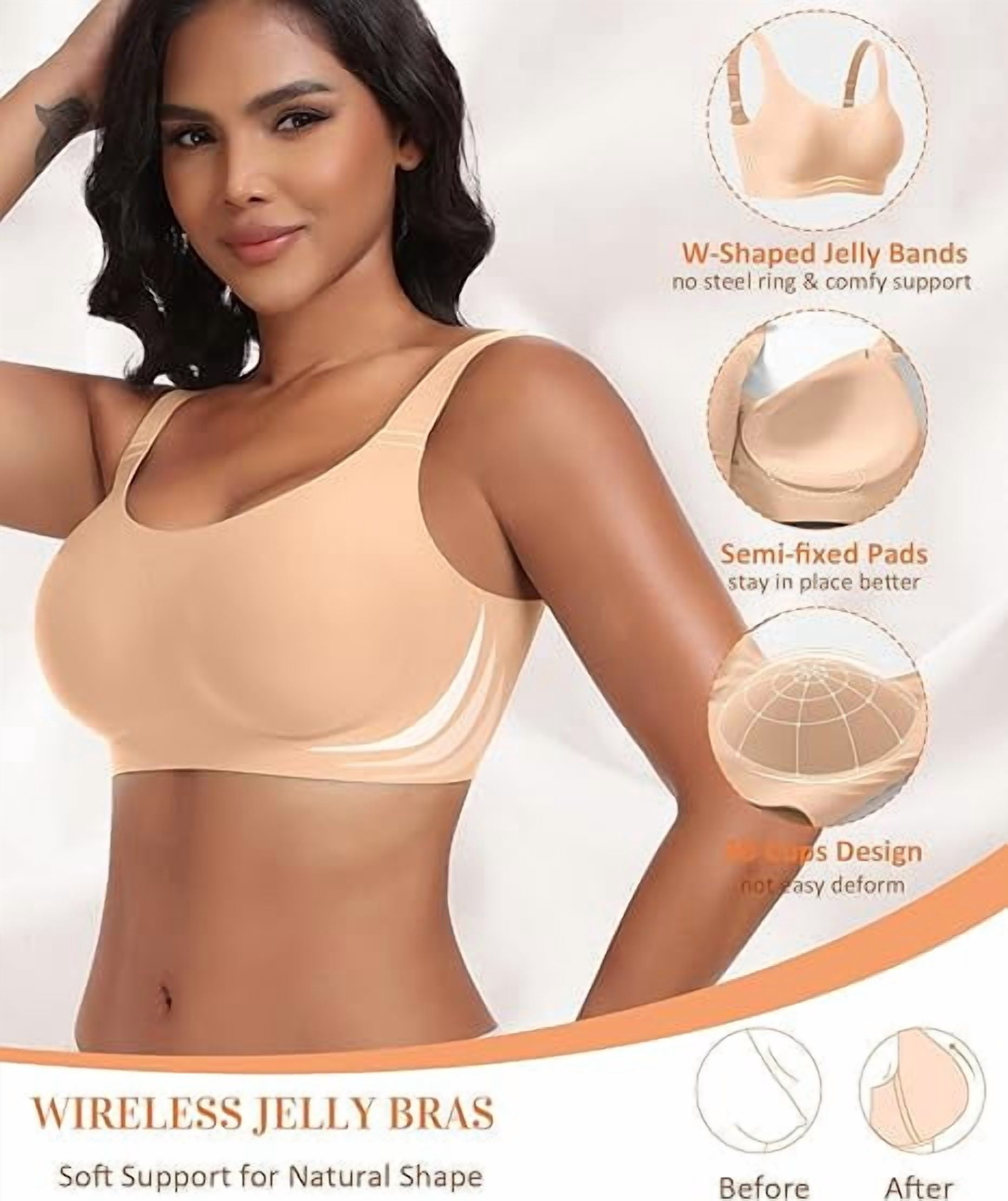 Werena Wireless Bras for Women No Underwire Seamless Full Coverage Comfortable Everyday Bra with Medium Support