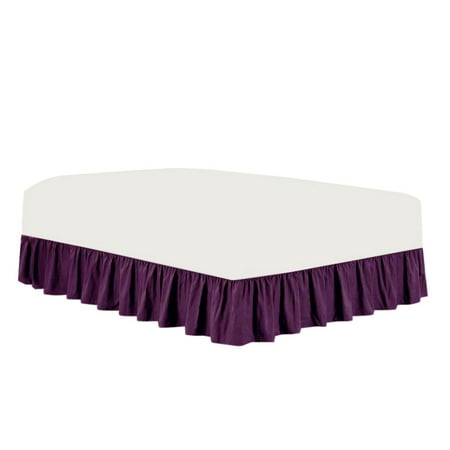 The Great American Store Premium 1800 Series Brushed Microfiber Easy Fit Gathered Style Ruffled Bed Skirt - 13 Inch Drop Length (Olympic Queen Size, Solid Eggplant) - Covers Bed Legs & Frame