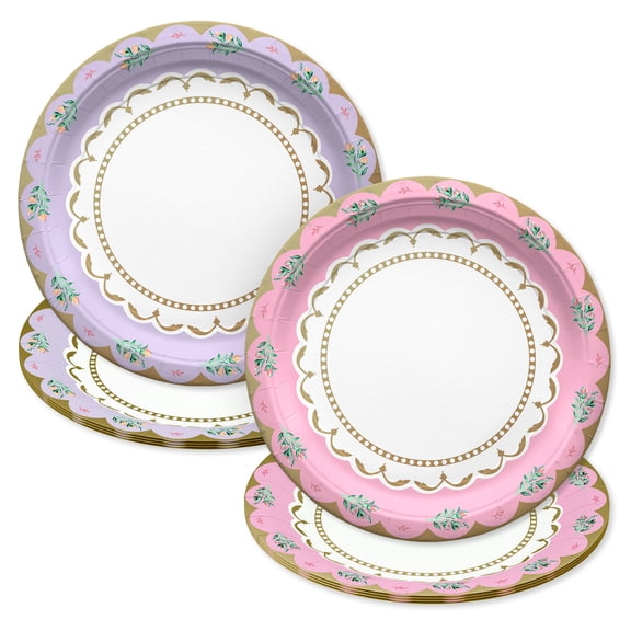 8 Count, 9IN Disposable Tea Party Paper Plates, Multicolor, Vintage Finds by Way to Celebrate